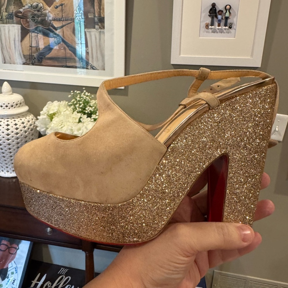Authentic Peep toe Christian Louboutin Nude Martel 140 Platform Heels!!!! - Picture 13 of 16